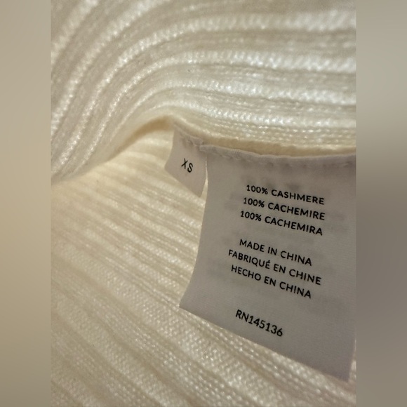 NAADAM Women's Ribbed Off White Cream Turtleneck Pullover Cashmere XS $475 - Picture 5 of 6
